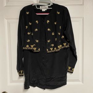 Diane Von Furstenberg 100% Silk Asian Inspired Top Size XS